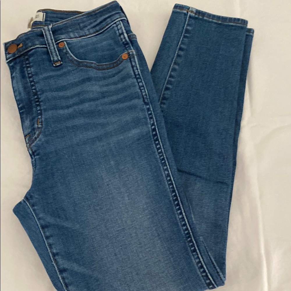 Madewell Blue Skinny Jeans with Faded Detail